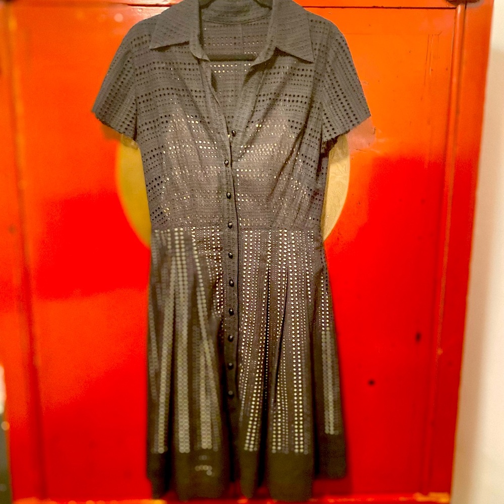 KAY Unger Vintage dress Blk w blush silk slip attach fitted fits 6-8